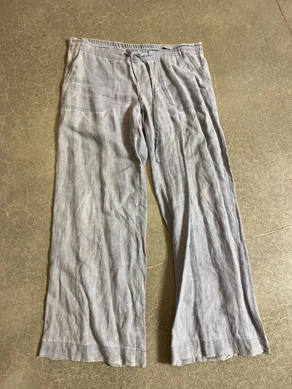 Stem Gray Linen Drawstring Pants - Picture 2 of 6